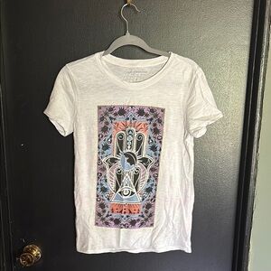 White Graphic T-Shirt with Hamsa Design